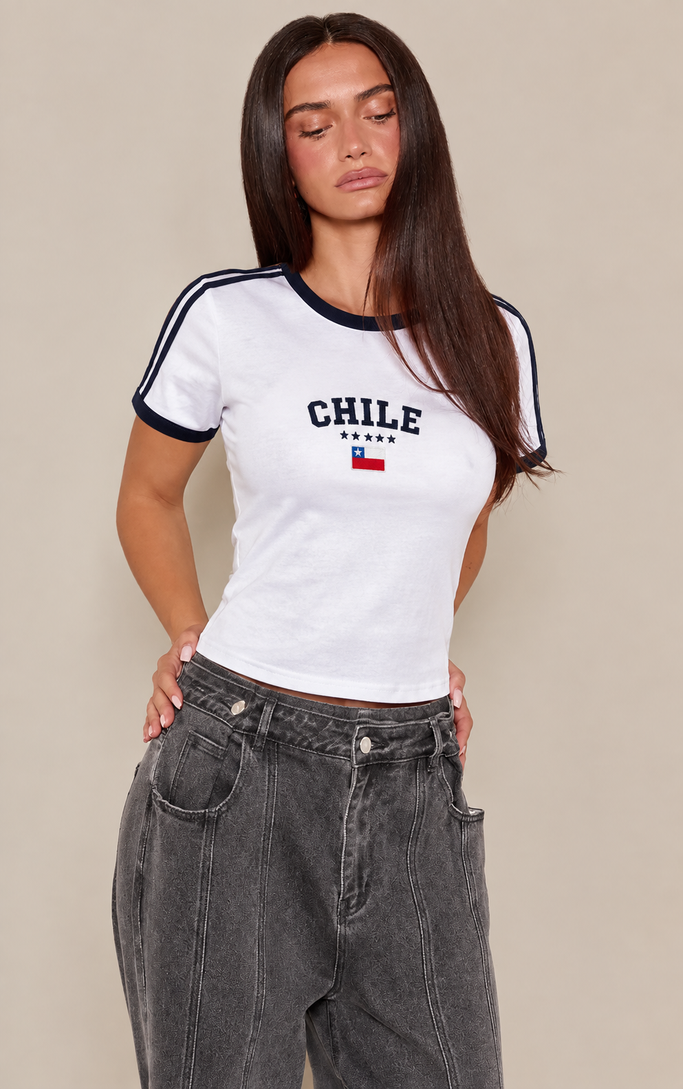 Polera Chile Blanca Azul Marino 🇨🇱 VELT