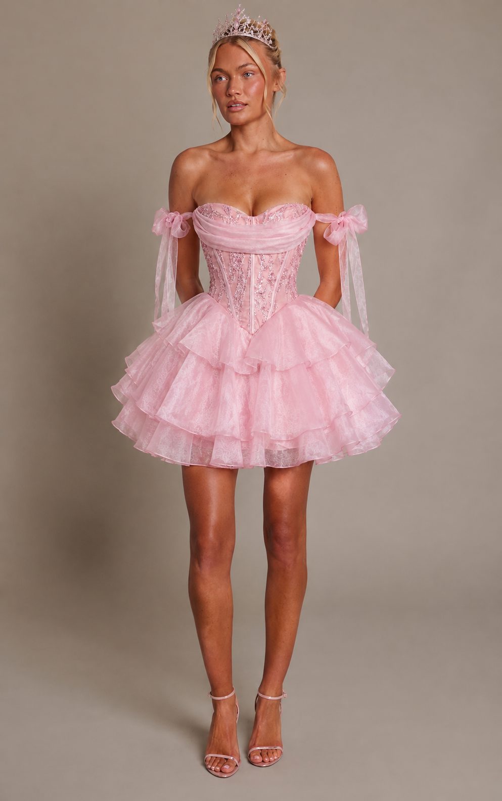 Disfraz Glinda para Mujer – Vestido Rosa, Varita y Corona V E L T