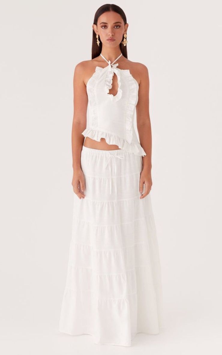 Top Blanco Volados Mujer