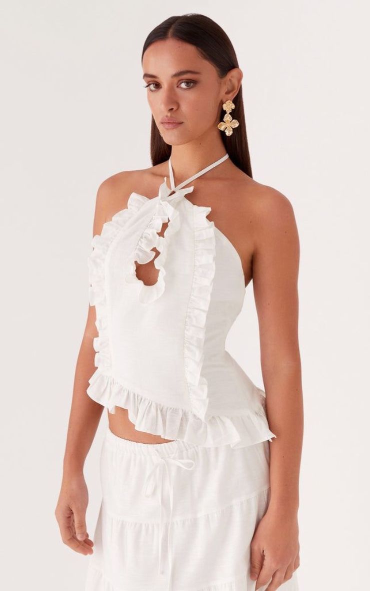 Top Blanco Volados Mujer