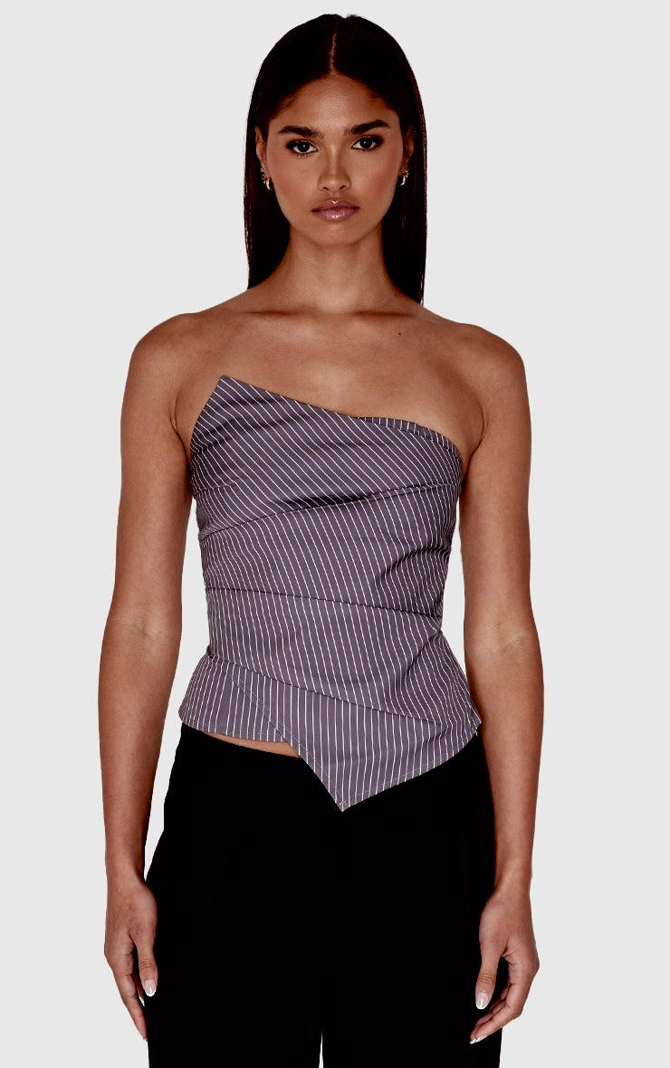 Top Rayas Gris Oscuro