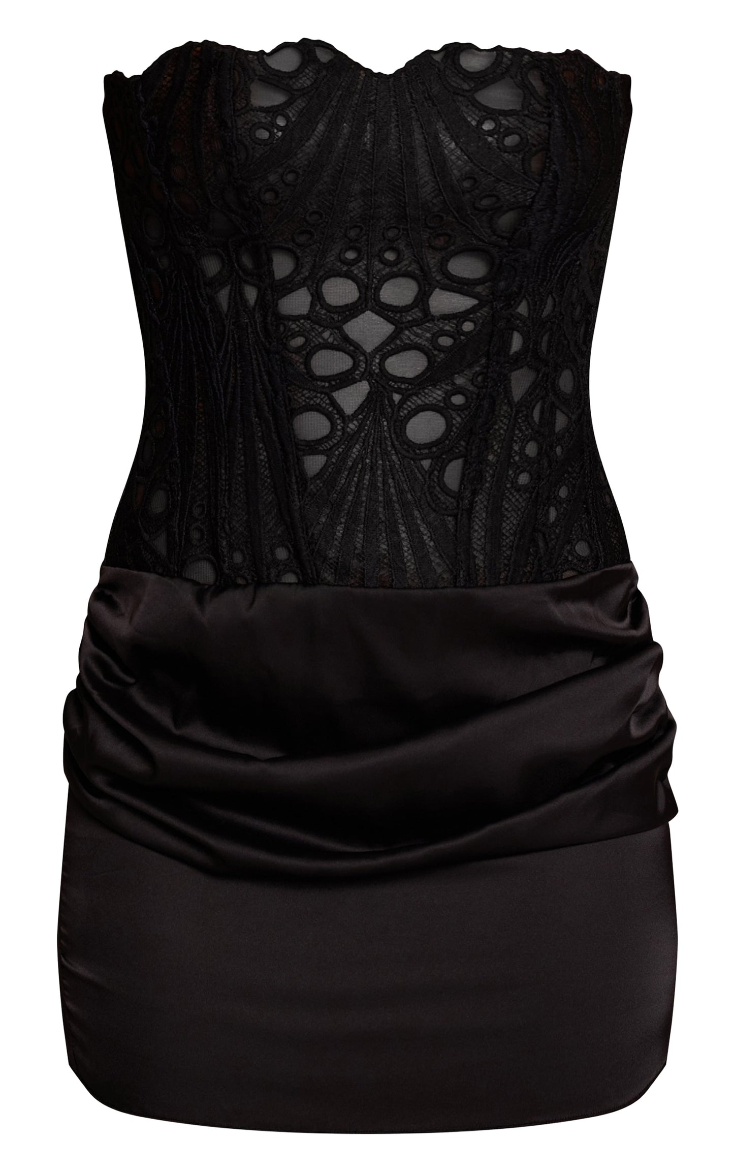Vestido Mini Corset Satinado Negro Mi tienda