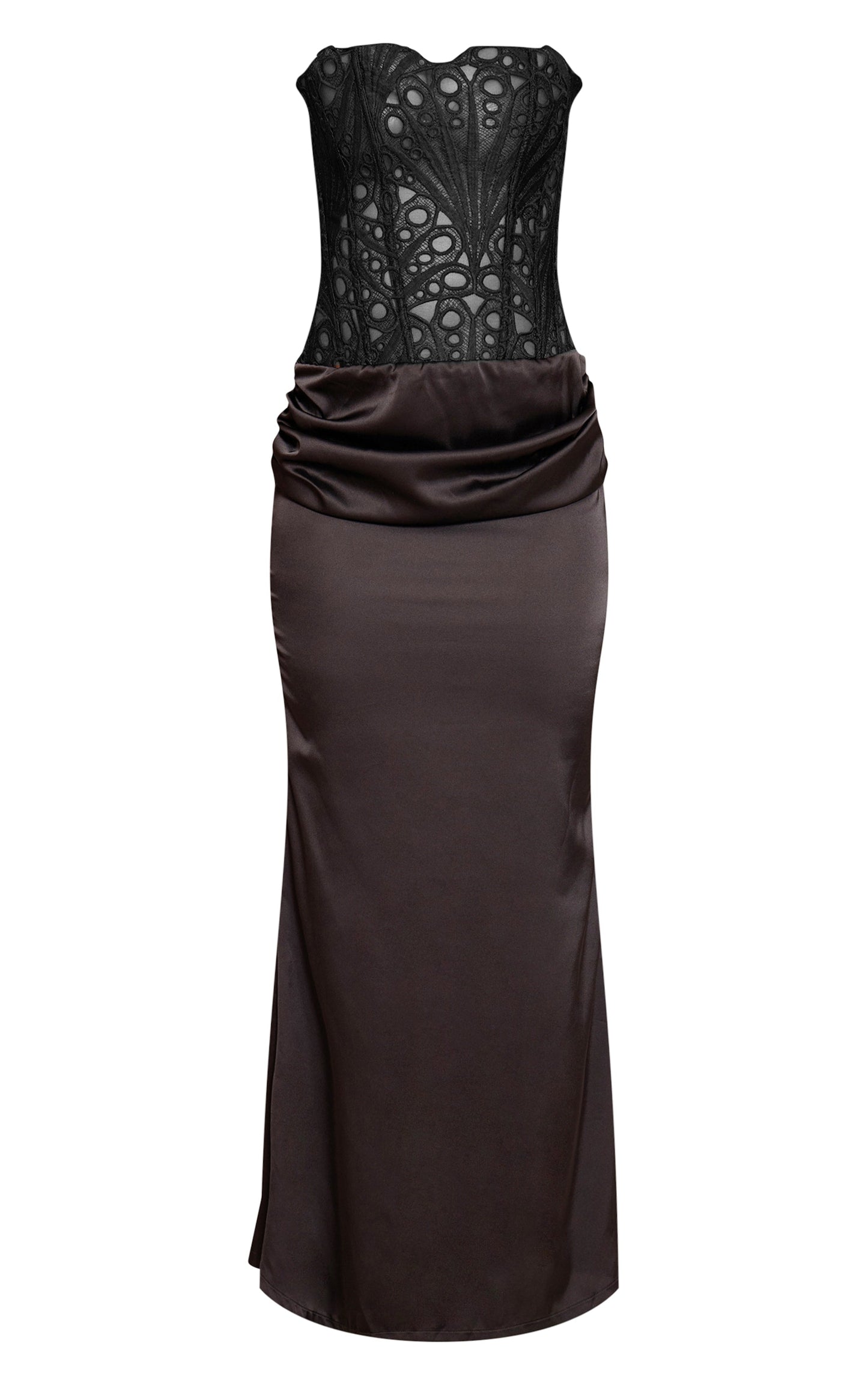 vestido maxi corset satinado negro Mi tienda