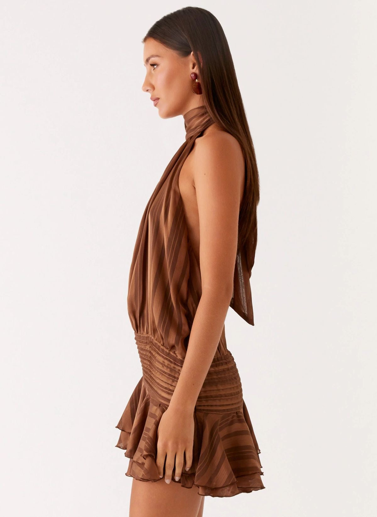 Vestido Mini Cuello Café Mi tienda