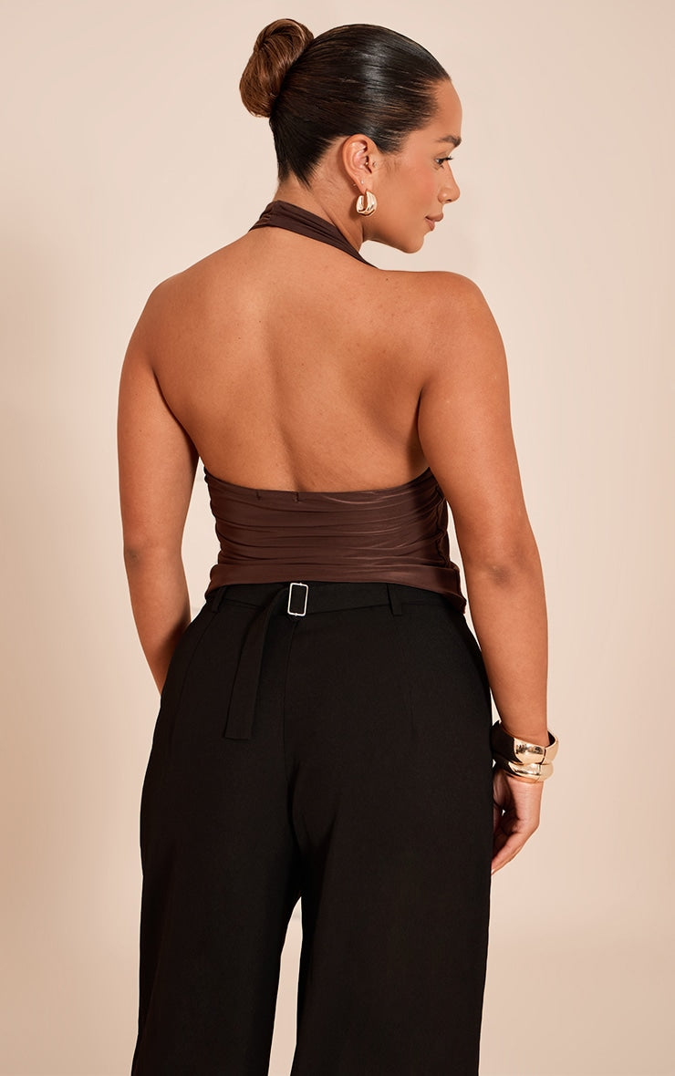 Top Halter Café Mujer