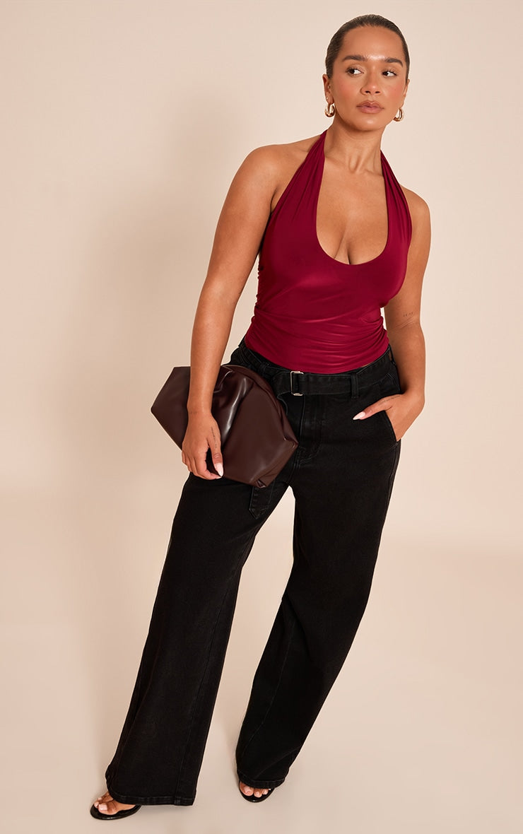 Top Halter Burdeo Mujer