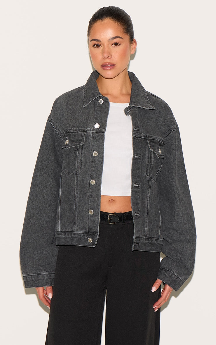 Chaqueta Mezclilla Gris Oscuro