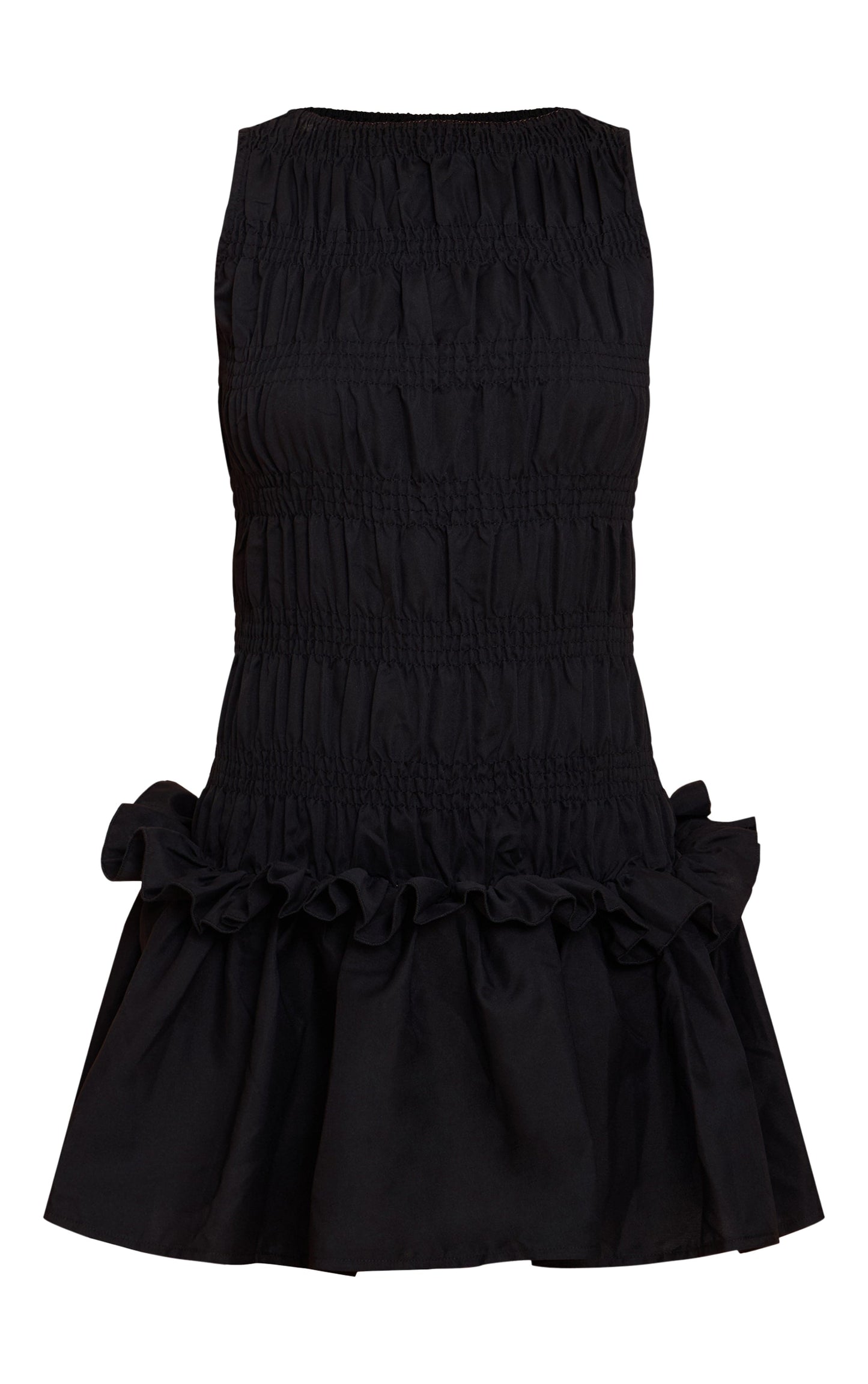 Vestido Neg Fruncido Volantes Mi tienda