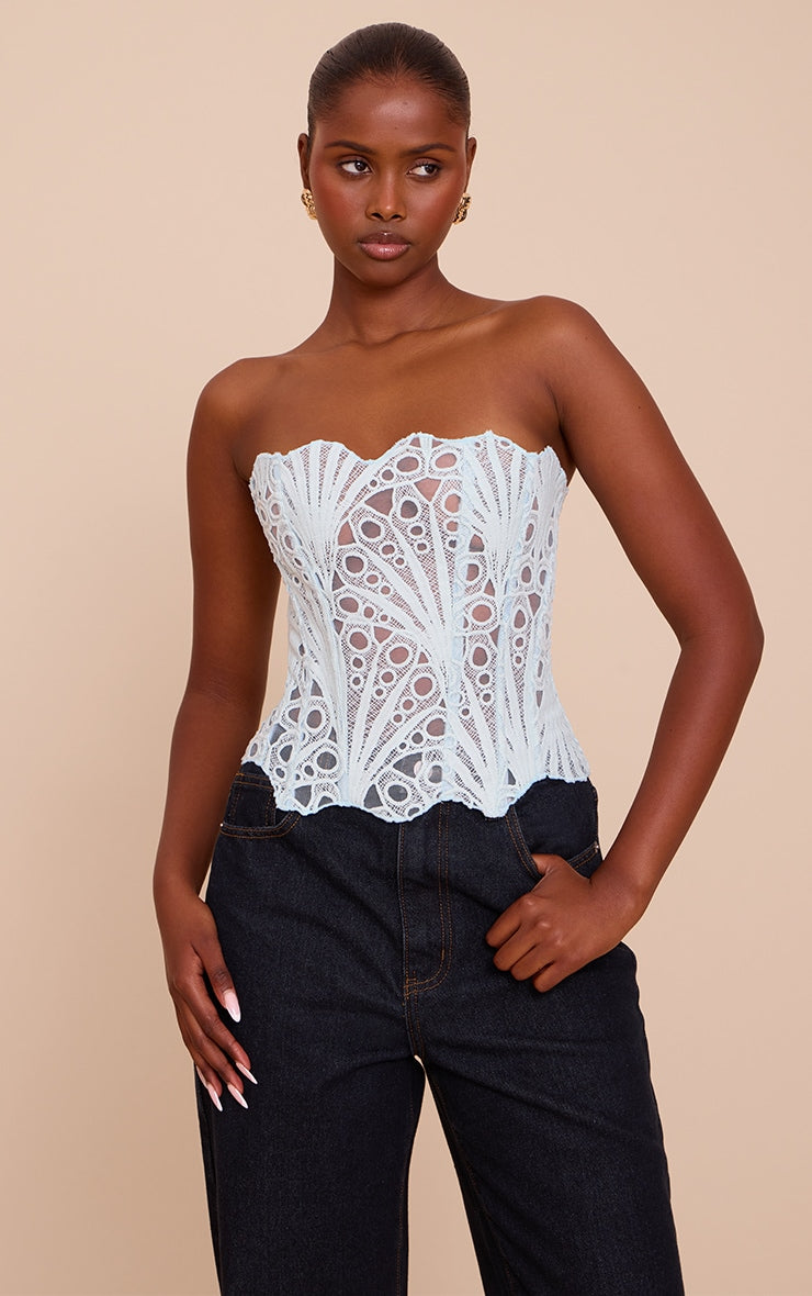 Corset Top Blanco Floral