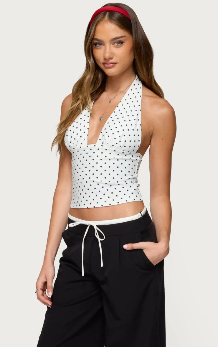 Top Blanco Puntos Negros