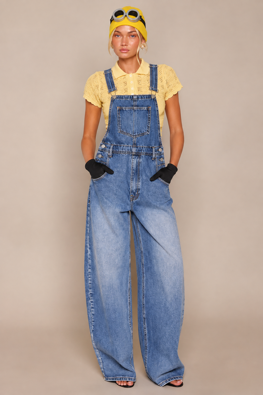 Disfraz inspirado en Minion para Mujer – Overol y Accesorios de 5 Piezas V E L T