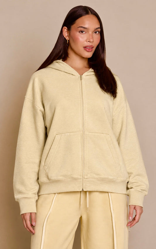 Polerón Beige con Cierre Capucha Mi tienda