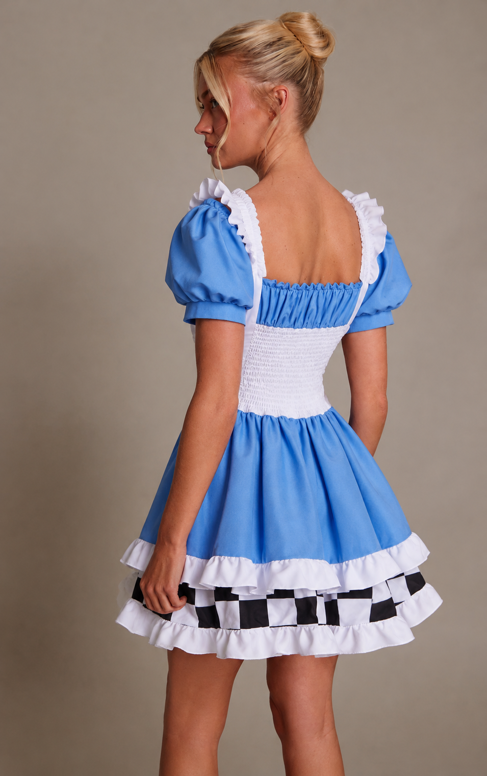 Disfraz de Alicia en el País de las Maravillas para mujer azul y blanco V E L T