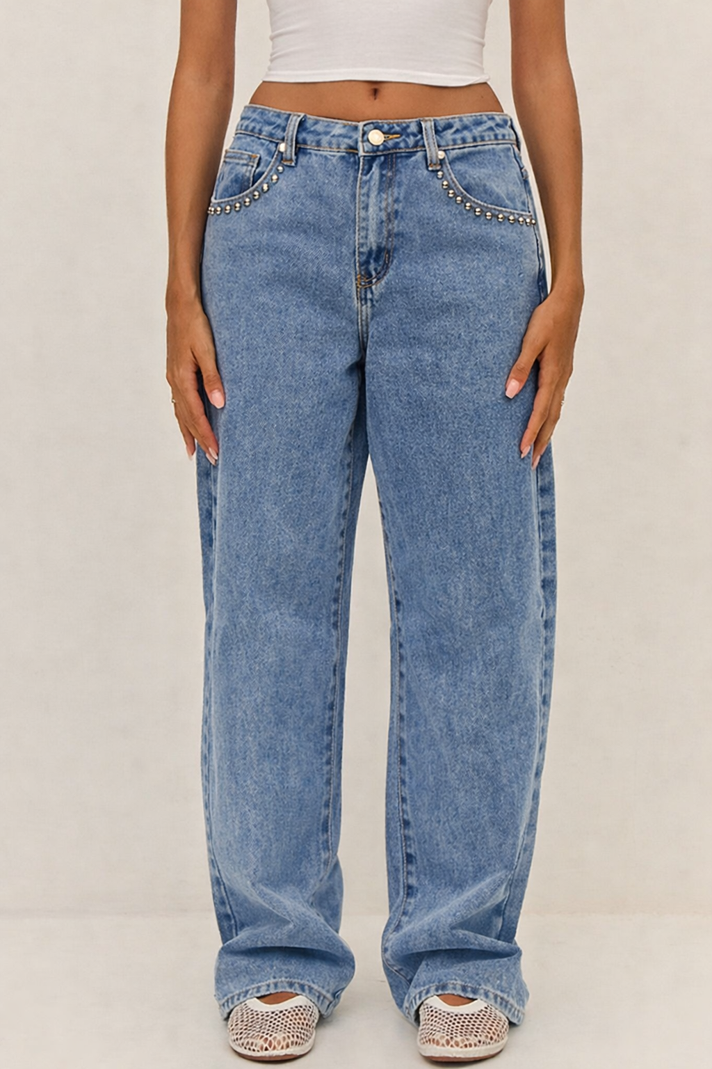 Jeans Celestes Tachas Mi tienda
