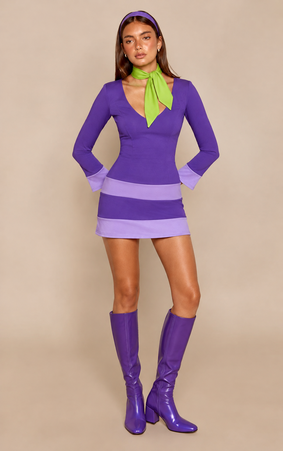 Disfraz Daphne Scooby-Doo para Mujer – Vestido Morado de 3 Piezas V E L T
