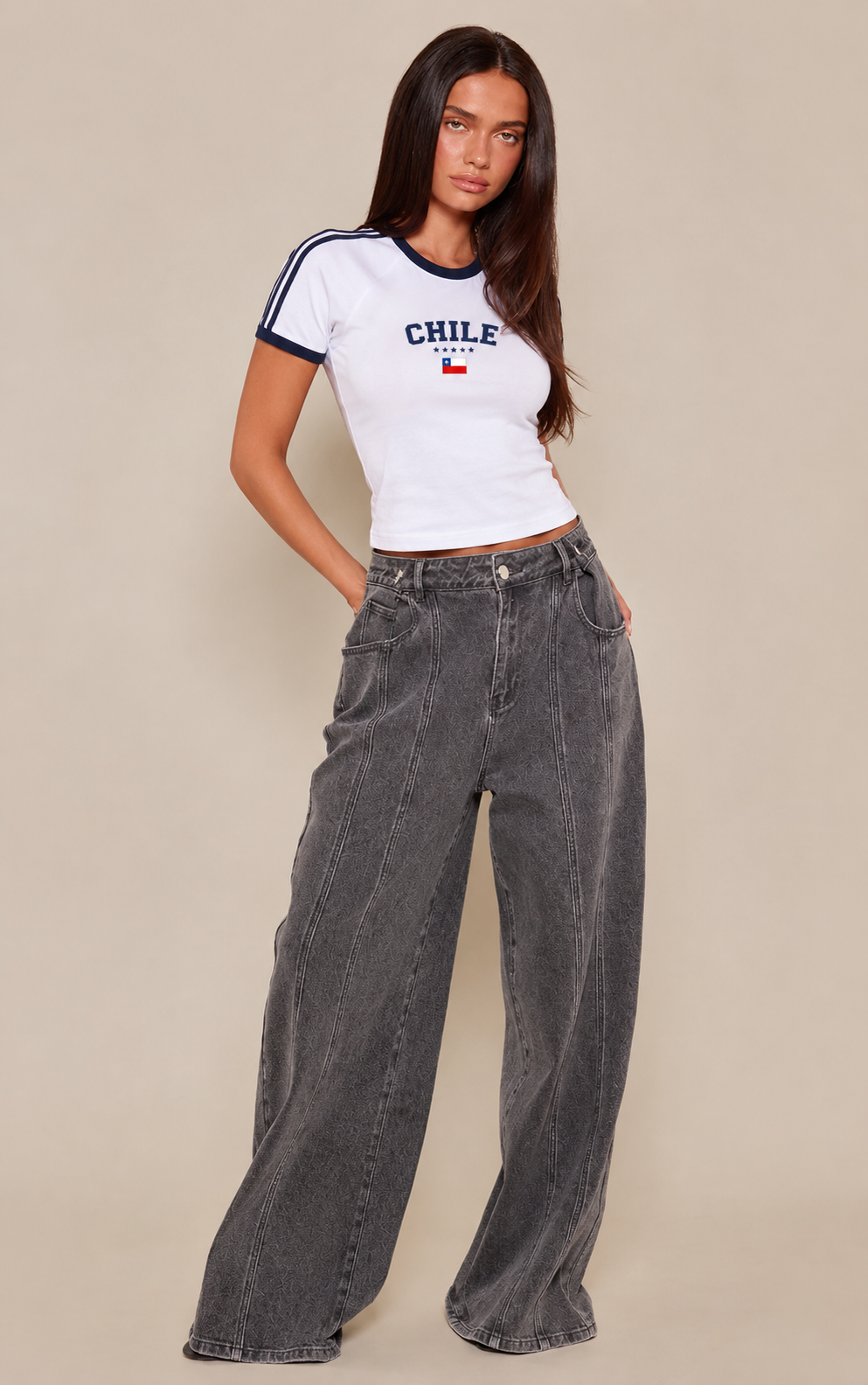 Polera Chile Blanca Azul Marino 🇨🇱 VELT