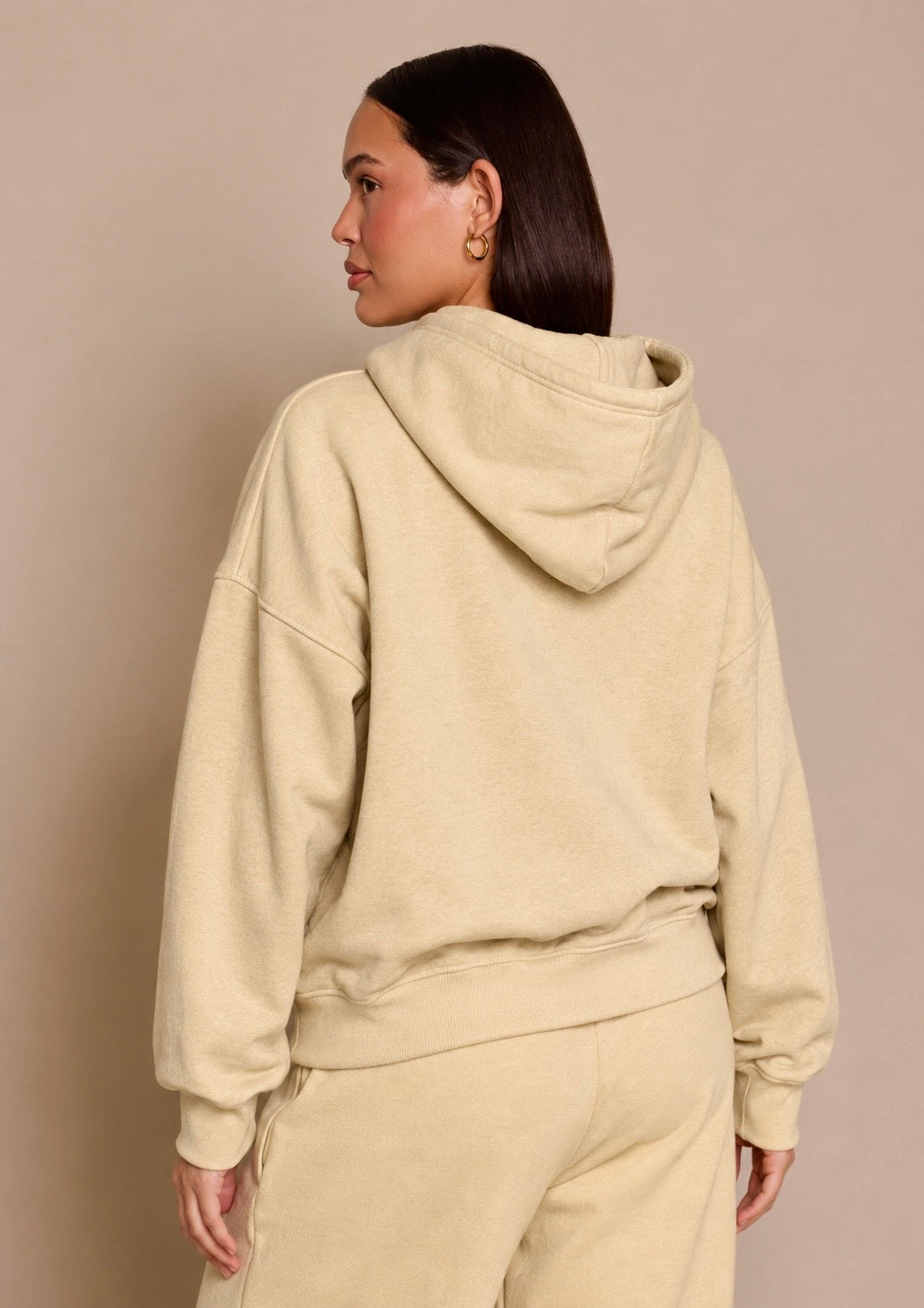 Polerón Beige con Cierre Capucha Mi tienda