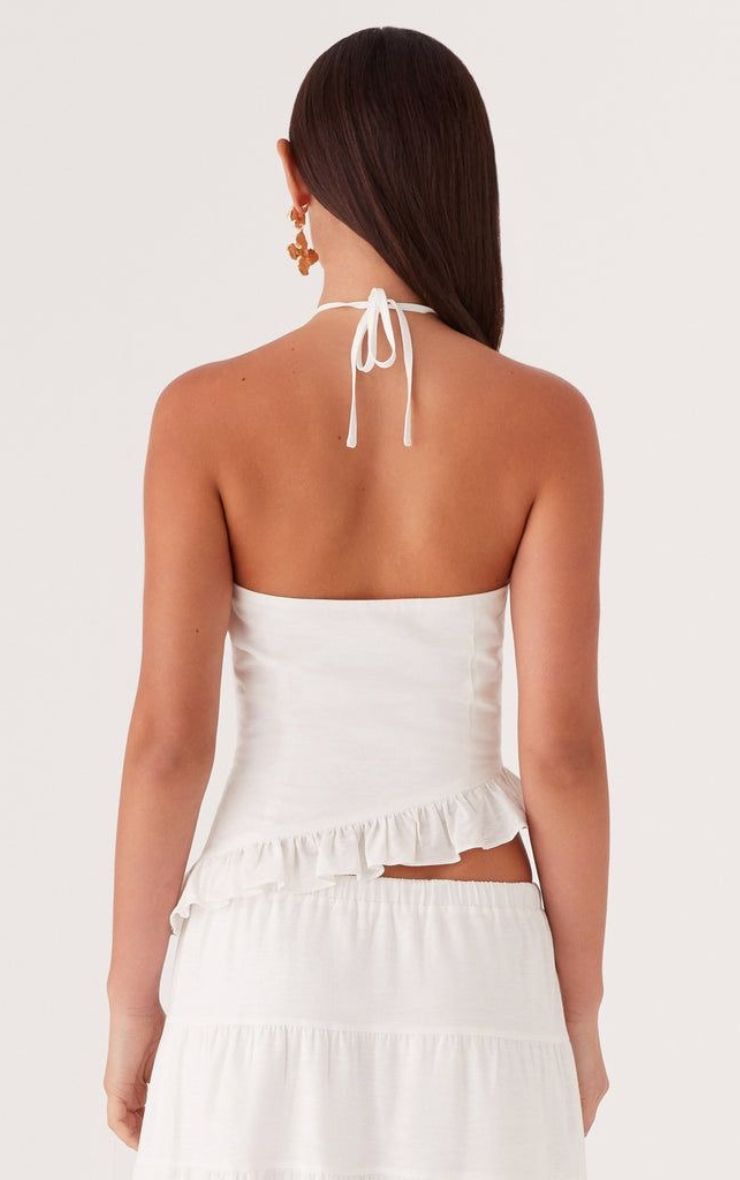 Top Blanco Volados Mujer