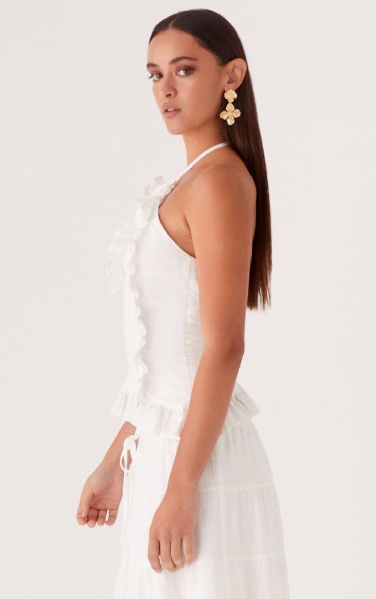 Top Blanco Volados Mujer