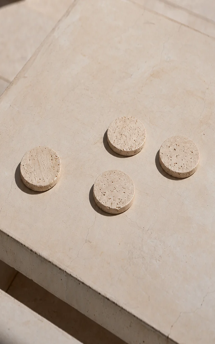 Set 4 Posavasos Beige / Beige Coaster Set V E L T