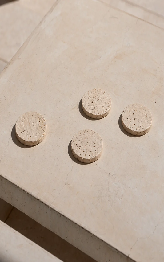 Set 4 Posavasos Beige / Beige Coaster Set V E L T