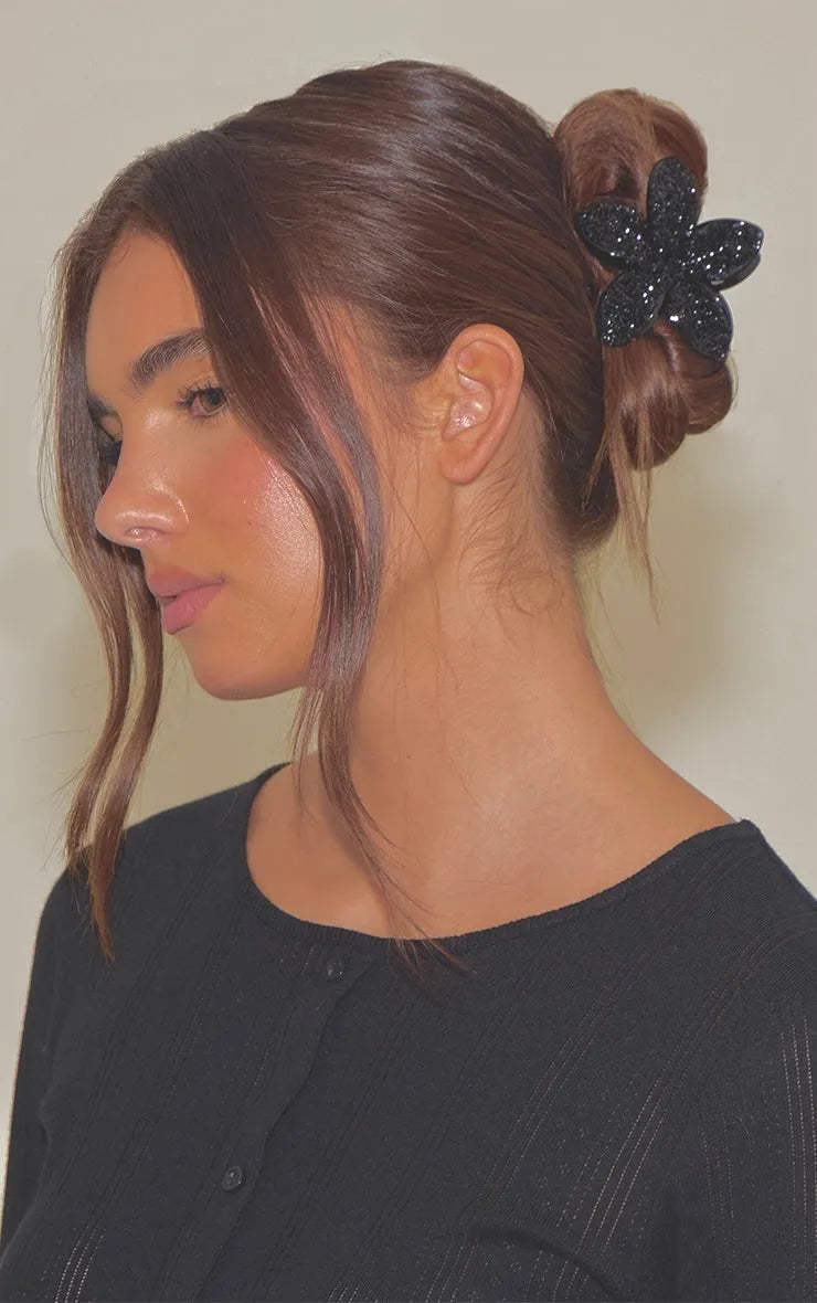 Set Pinzas Flor Gris Brillantes Mi tienda