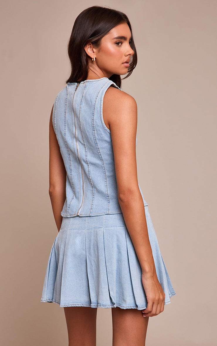 Top Denim sin Mangas Mi tienda