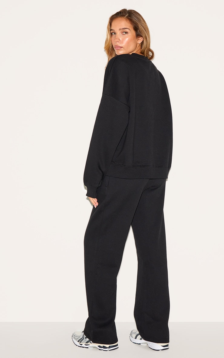 Conjunto Negro Mujer Polerón Polo y Pantalón Jogger