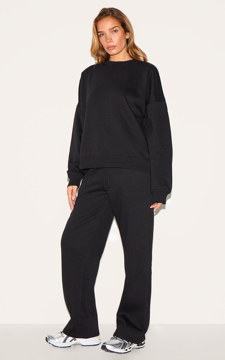 Conjunto Negro Mujer Polerón Polo y Pantalón Jogger