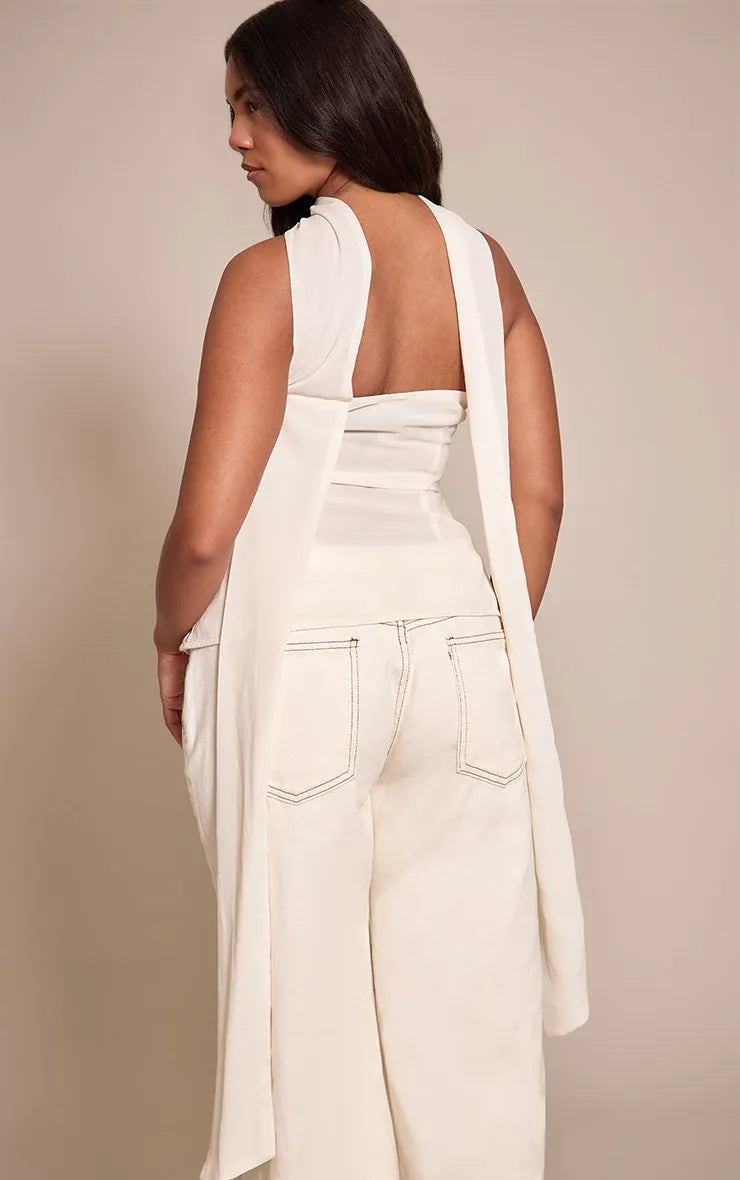 Top Bandeau Lentejuelas Crema Mi tienda