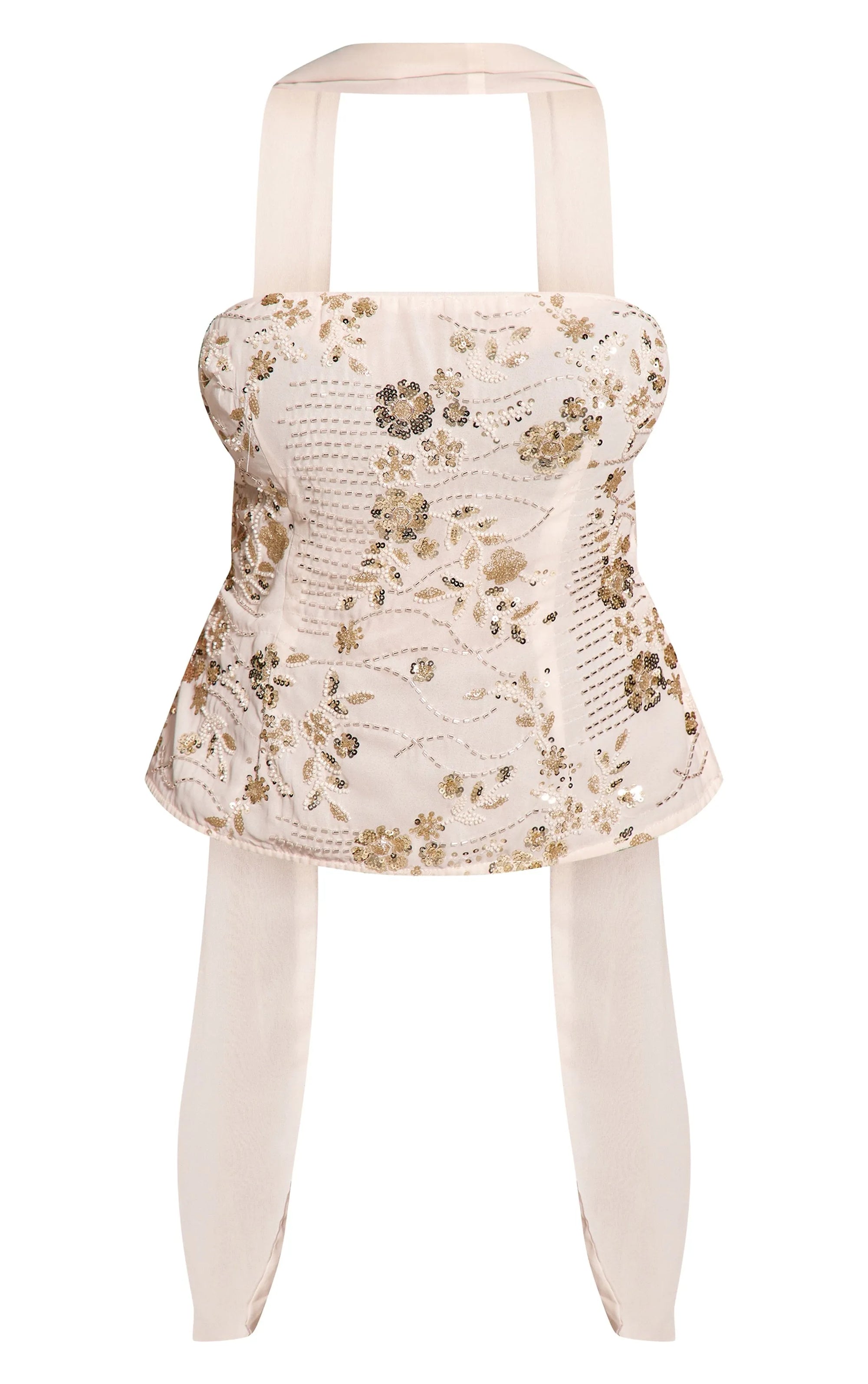 Top Bandeau Lentejuelas Crema Mi tienda