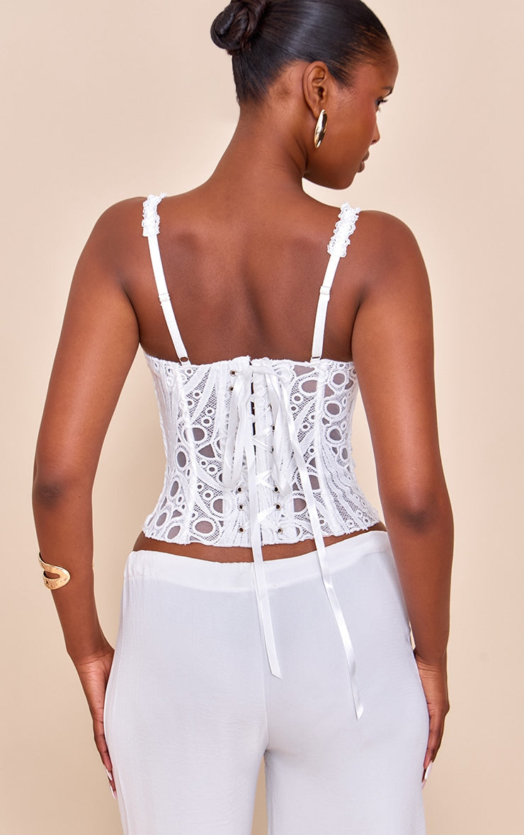 Corset Top Blanco Floral V E L T