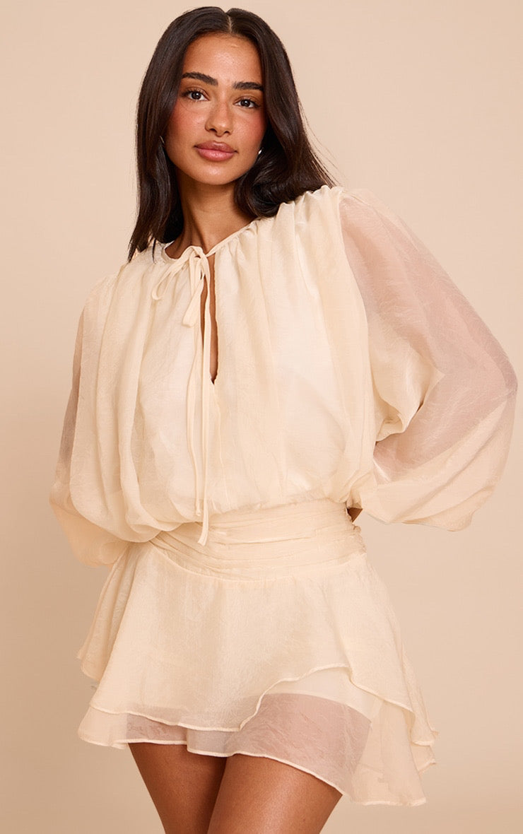 Vestido Beige Corto Transparente Mi tienda