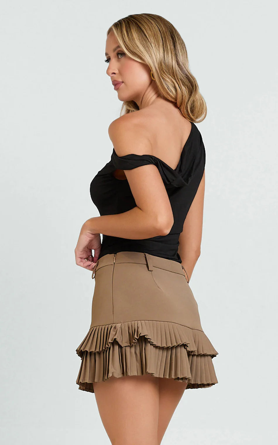 Falda Cafe Oscuro Vuelos Texturizada Mi tienda