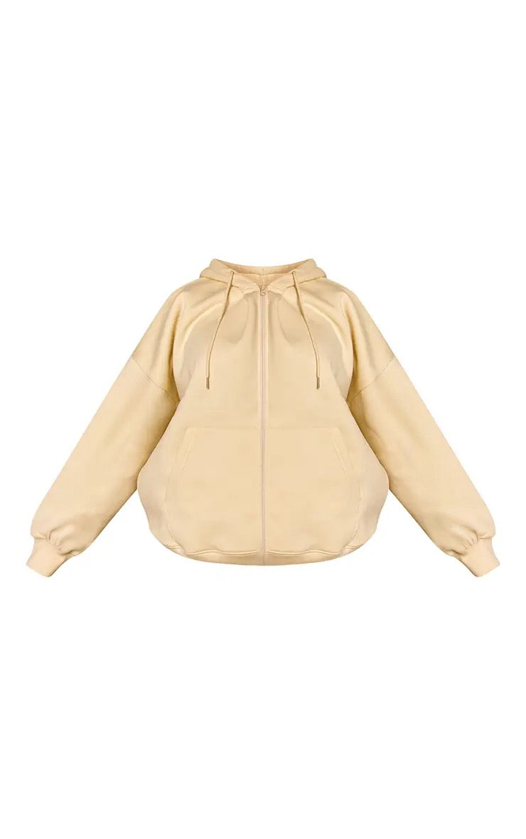 Polerón Beige con Cierre Capucha Mi tienda