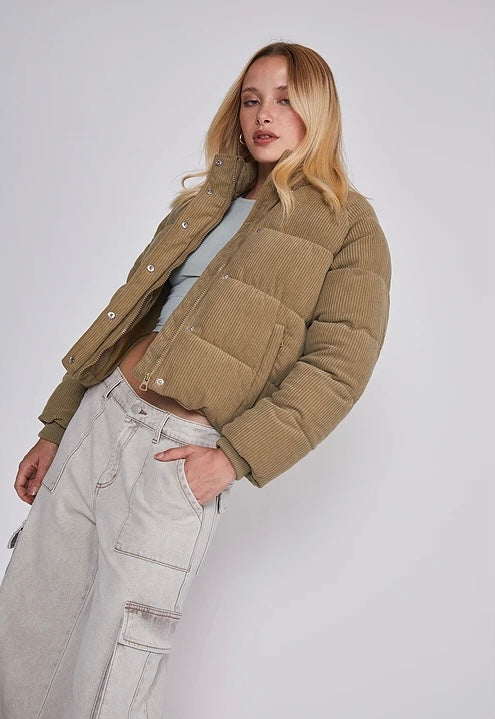 Chaqueta Puffer Beige Cotelé