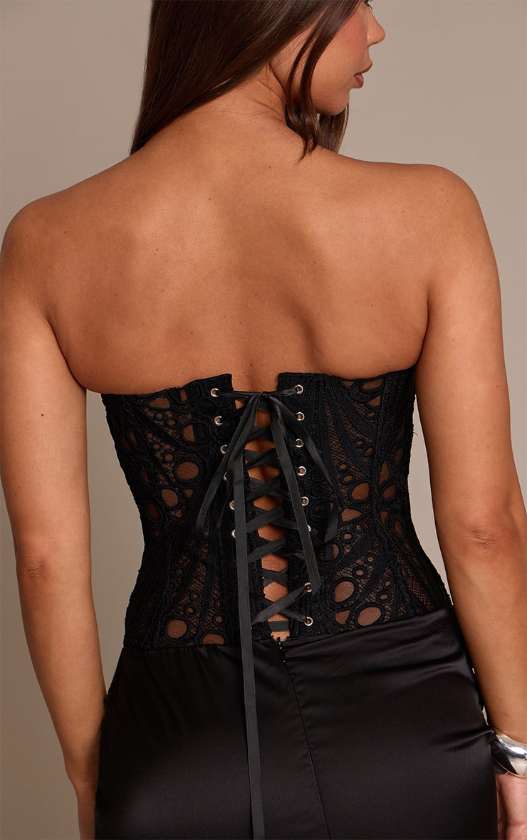 Vestido Mini Corset Satinado Negro Mi tienda