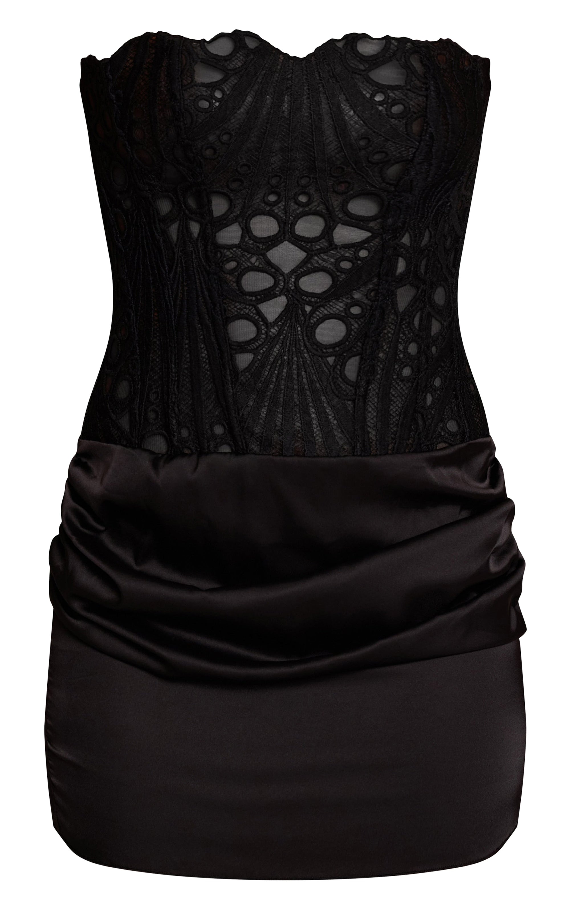 Vestido Mini Corset Satinado Negro Mi tienda