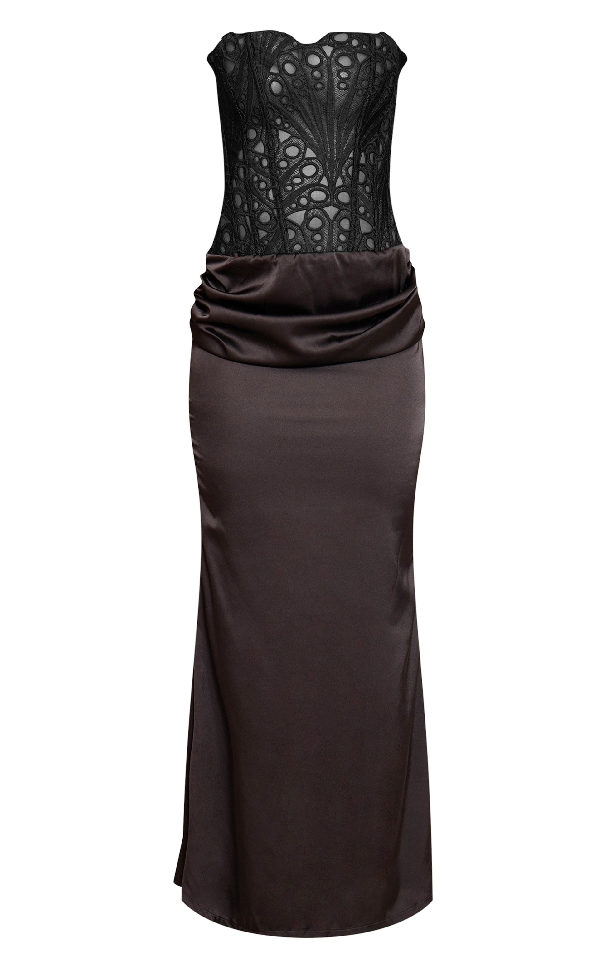 vestido maxi corset satinado negro Mi tienda