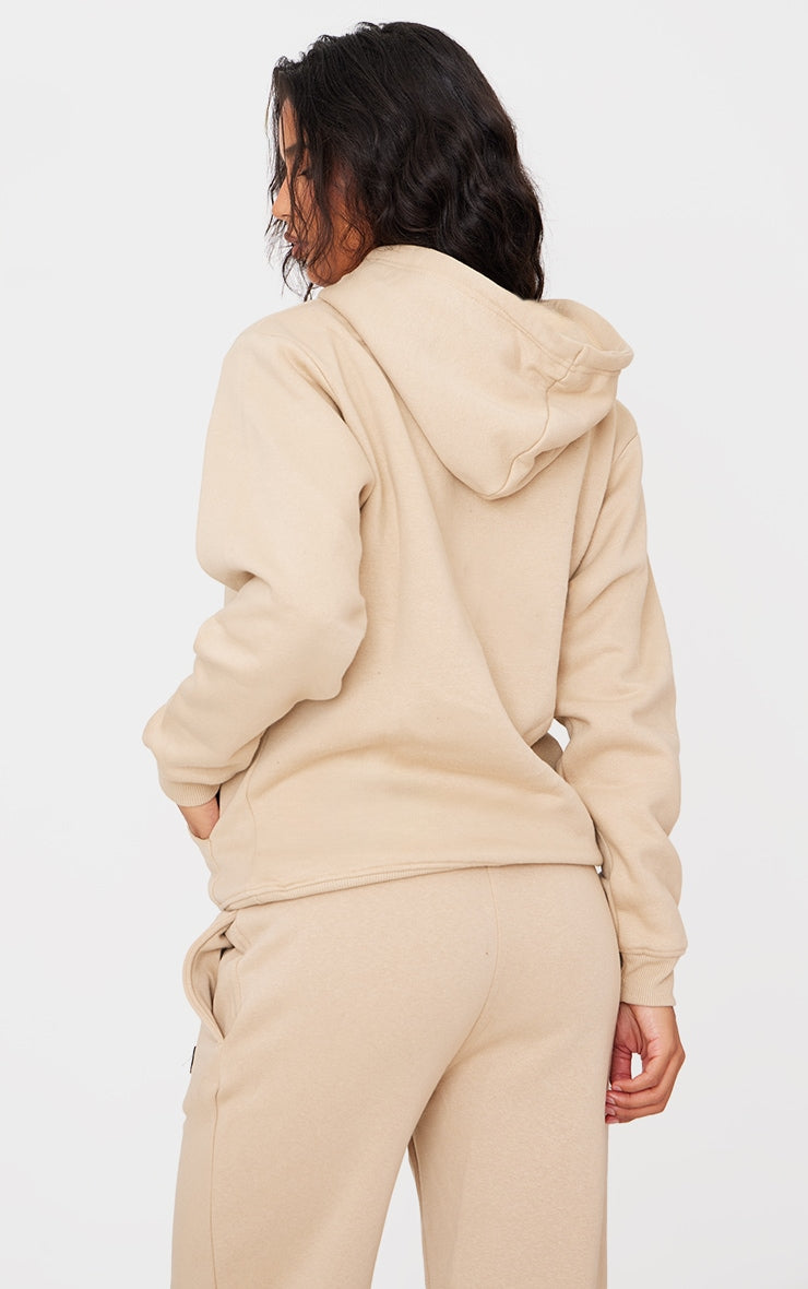 Polerón Buzo Beige Mujer con Capucha
