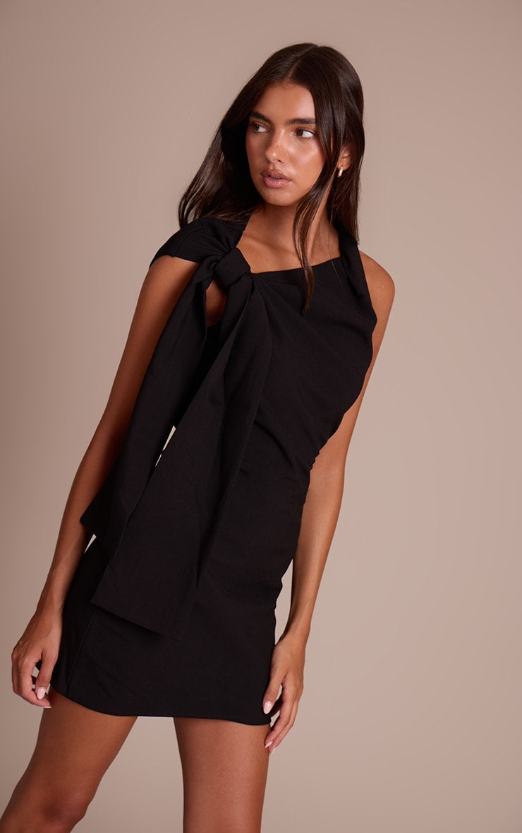 Vestido Mini Negro con Nudo Mi tienda