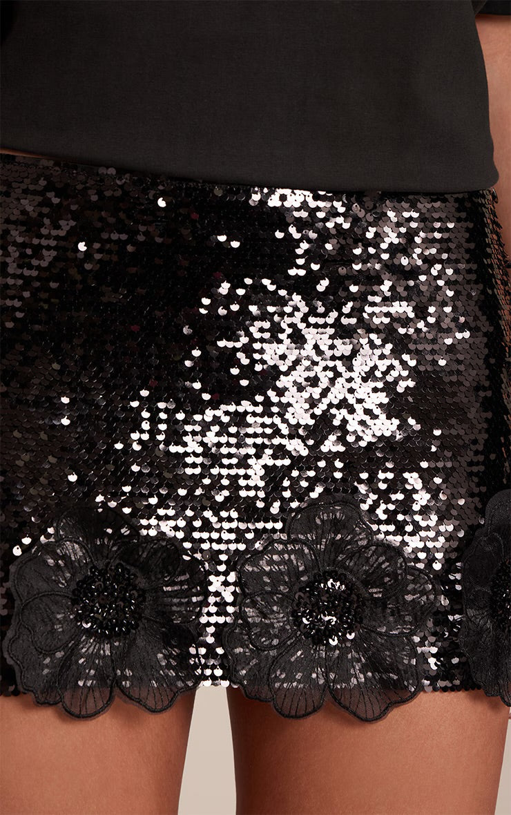 Falda Mini Negra de Lentejuelas Mi tienda
