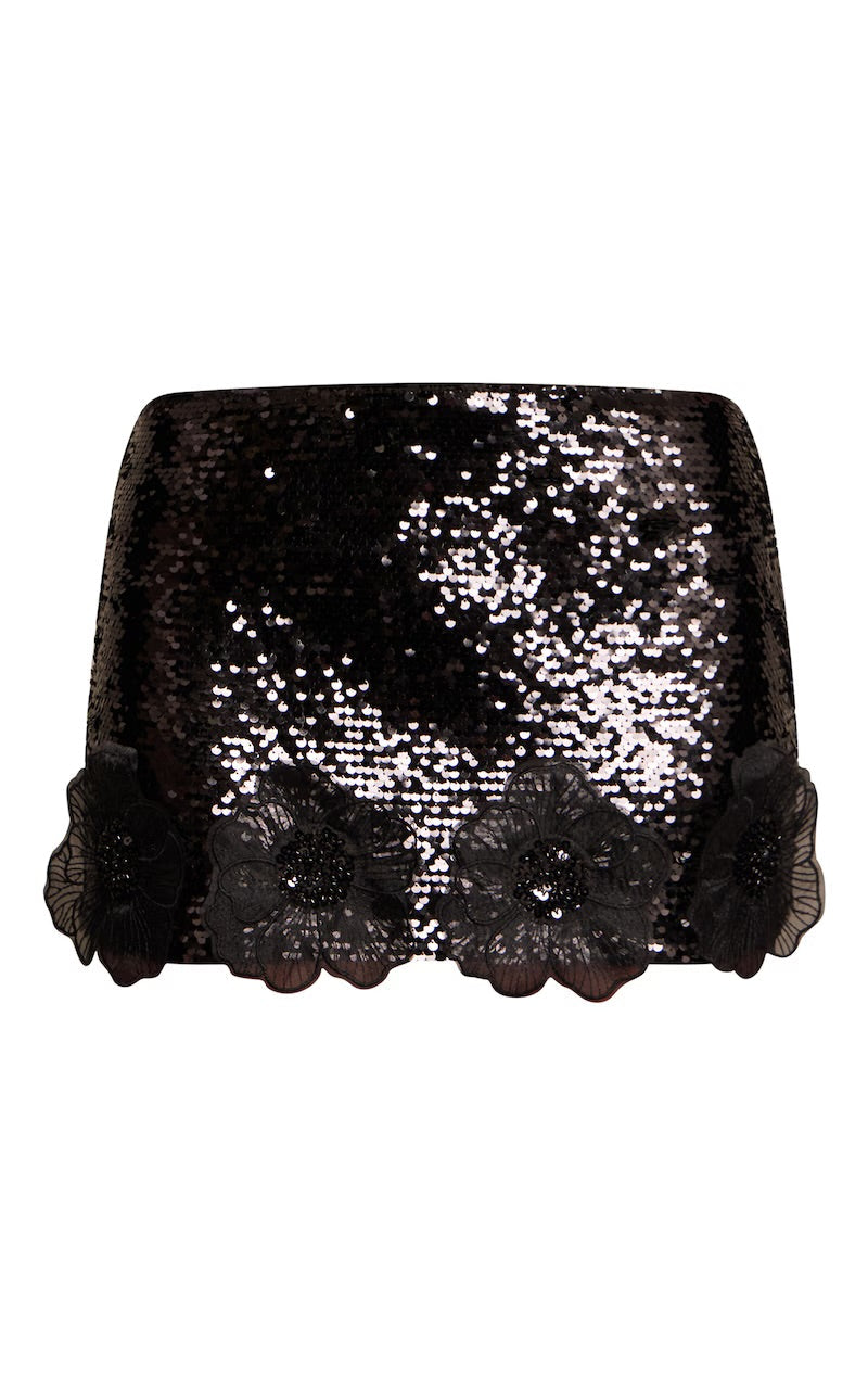 Falda Mini Negra de Lentejuelas Mi tienda