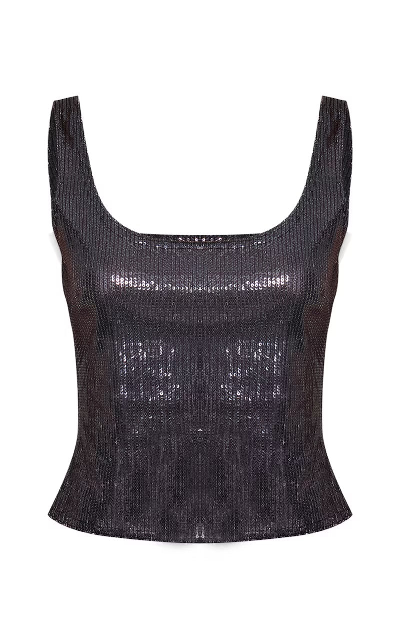 Black Sequin Long Top Mi tienda