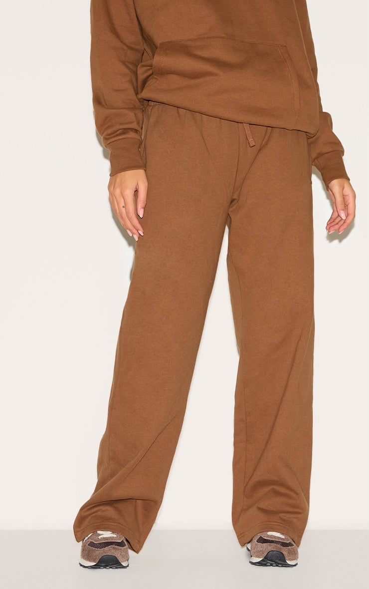 Pantalón Buzo Recto Café Claro Mujer Algodón