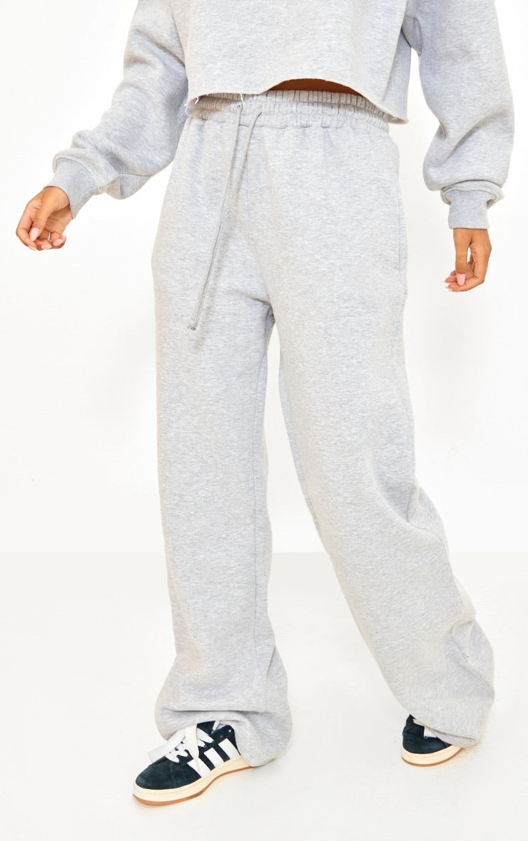 Pantalón Gris Buzo Mujer Corte Recto Algodón