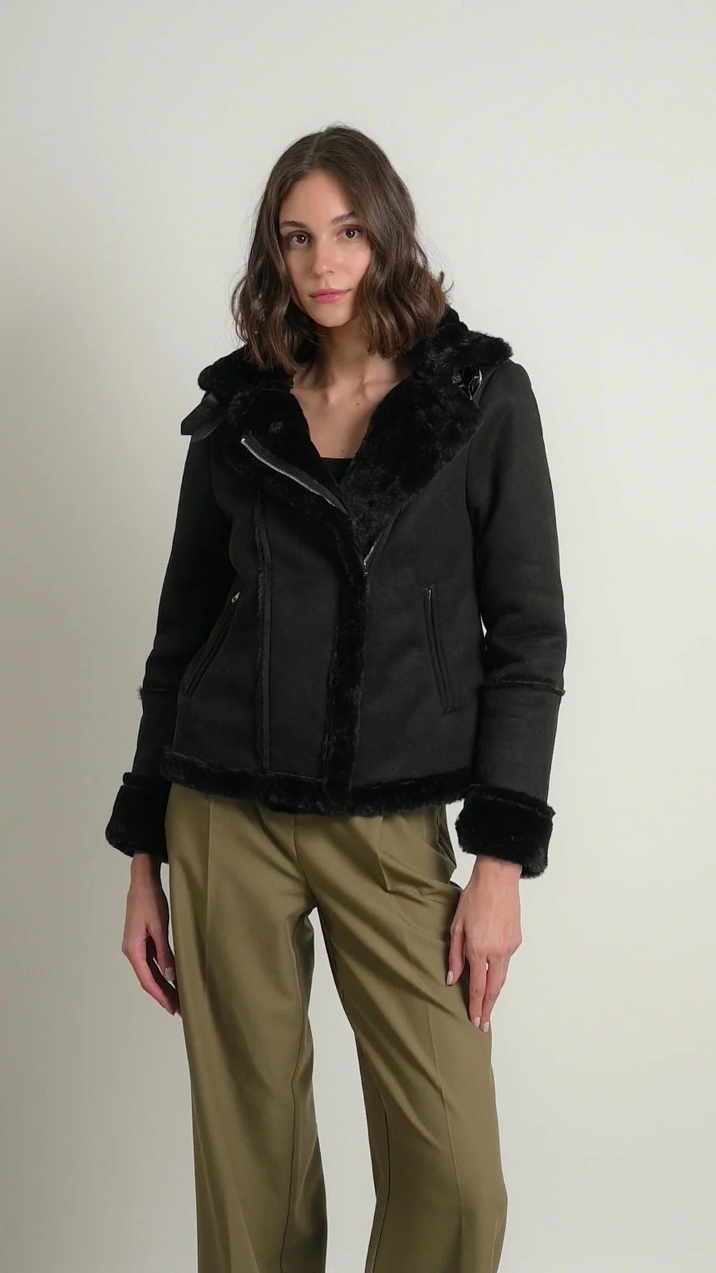 Chaqueta Gamuza Negra Mujer