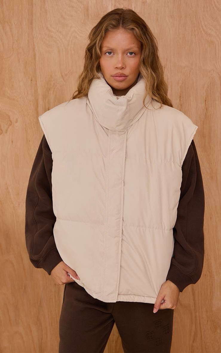 Chaqueta Puffer Crema Larga Mi tienda
