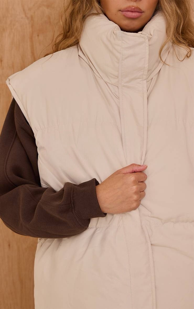 Chaqueta Puffer Crema Larga Mi tienda