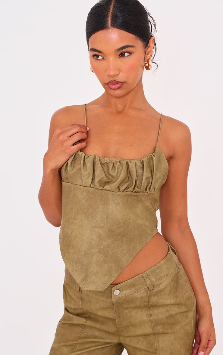 Top Cuero Verde Oliva Mi tienda